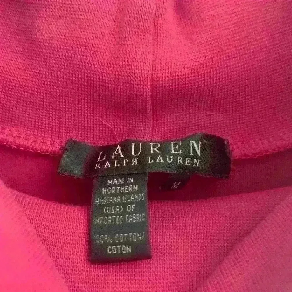 Pretty in pink Lauren Ralph Lauren long sleeve top embroidered neckline size M - Picture 3 of 3